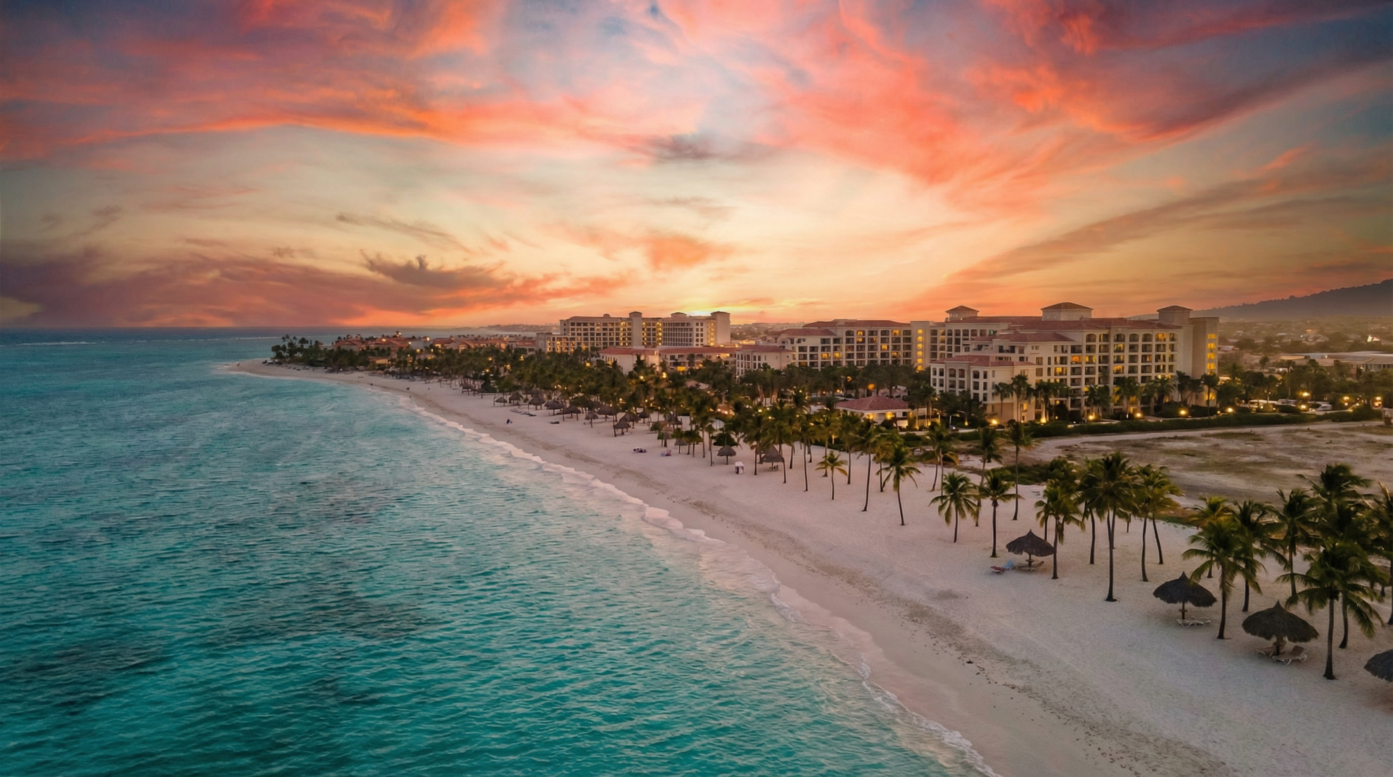 Aruba coastline at sunset